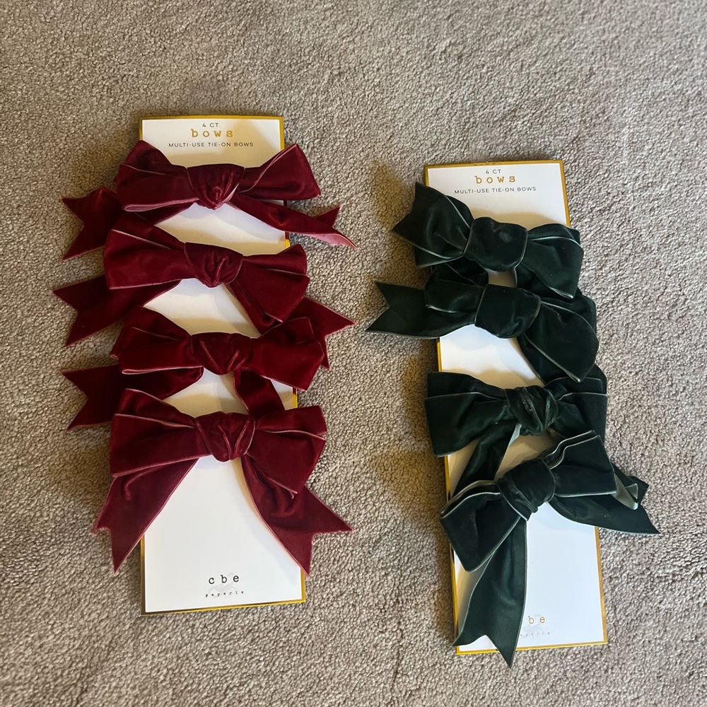 Velvet multi use tie on Christmas bows